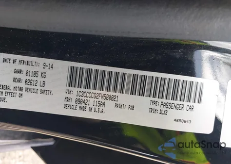 2015 Chrysler 200 C z USA, uszkodzony, nr VIN 1C3CCCCG2FN580821